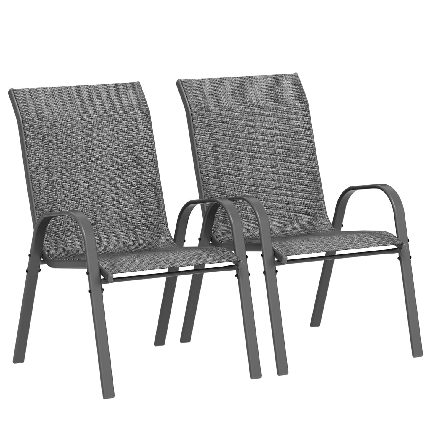 Patio Chairs Set of 2, Outdoor Stackable Dining Chairs for All Weather, Breathable Garden Outdoor Furniture for Backyard Deck,Grey & White?