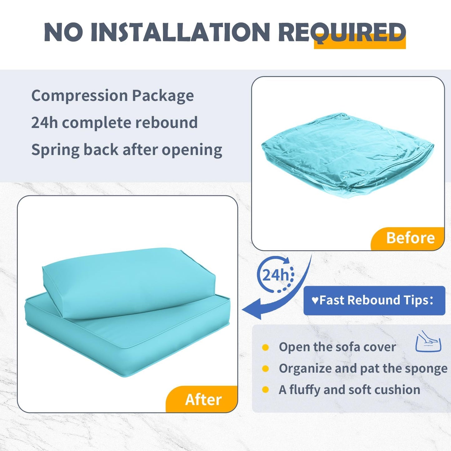 Outdoor Replacement Cushions for Patio Furniture Set, 4" Thick High-Density Foam Seat & Back Cushions, Water-Resistant Non-Slip Machine-Washable Patio Cushions (Teal)