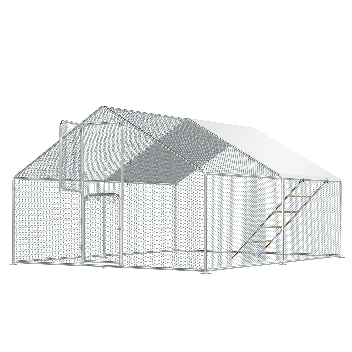 Large Chicken Coop with Thick Steel Pipe Mesh Chickens Run Include Chicken Roosting Perch for Outdoor 13*10*6.5 ft Hen House with Security Lock for Farm, Yard,Backyard