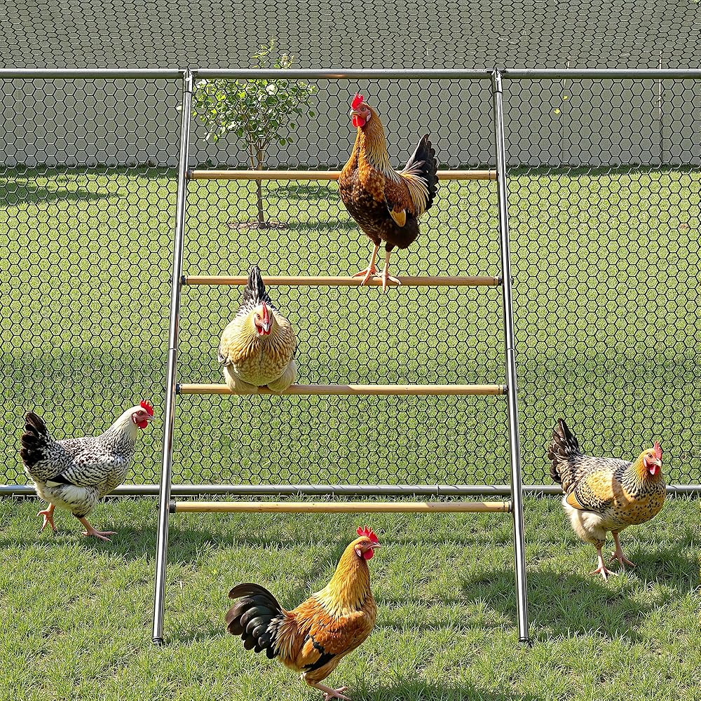 Chicken Roosting Bars for Chickens in Coop Four Tiers Chicken Perch Roost Ladder Chick Coop Accessories for Chickens Coop,Backyard Poultry,Farm,42''x 54.5''
