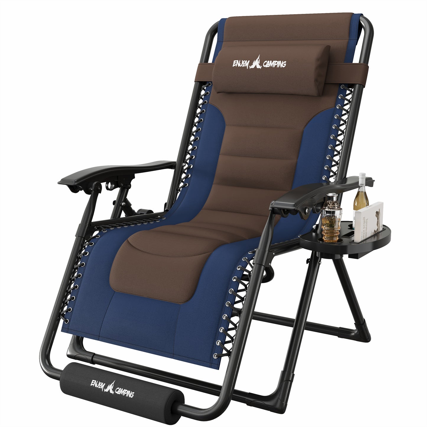 Amopatio Zero Gravity Reclining Patio Chair,XL Foldable Lounge Chair with Removable Cup Holder/Headrest/Footrest,500LBS Capacity, Portable for Outdoor Patio Pool Backyard