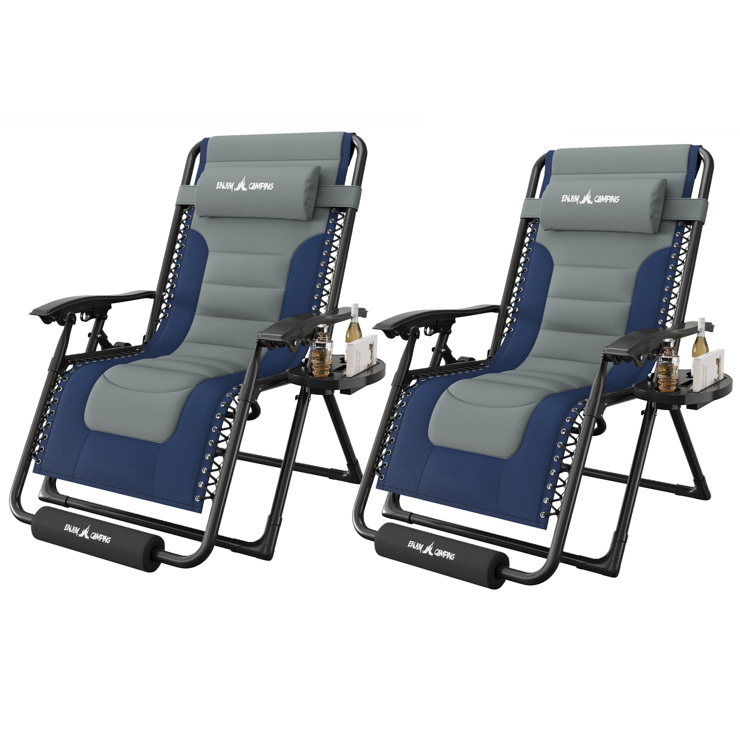 Amopatio Zero Gravity Reclining Patio Chairs Set of 2,XL Foldable Lounge Chair with Removable Cup Holder/Headrest/Footrest,500LBS Capacity, Portable for Outdoor Patio Pool Backyard