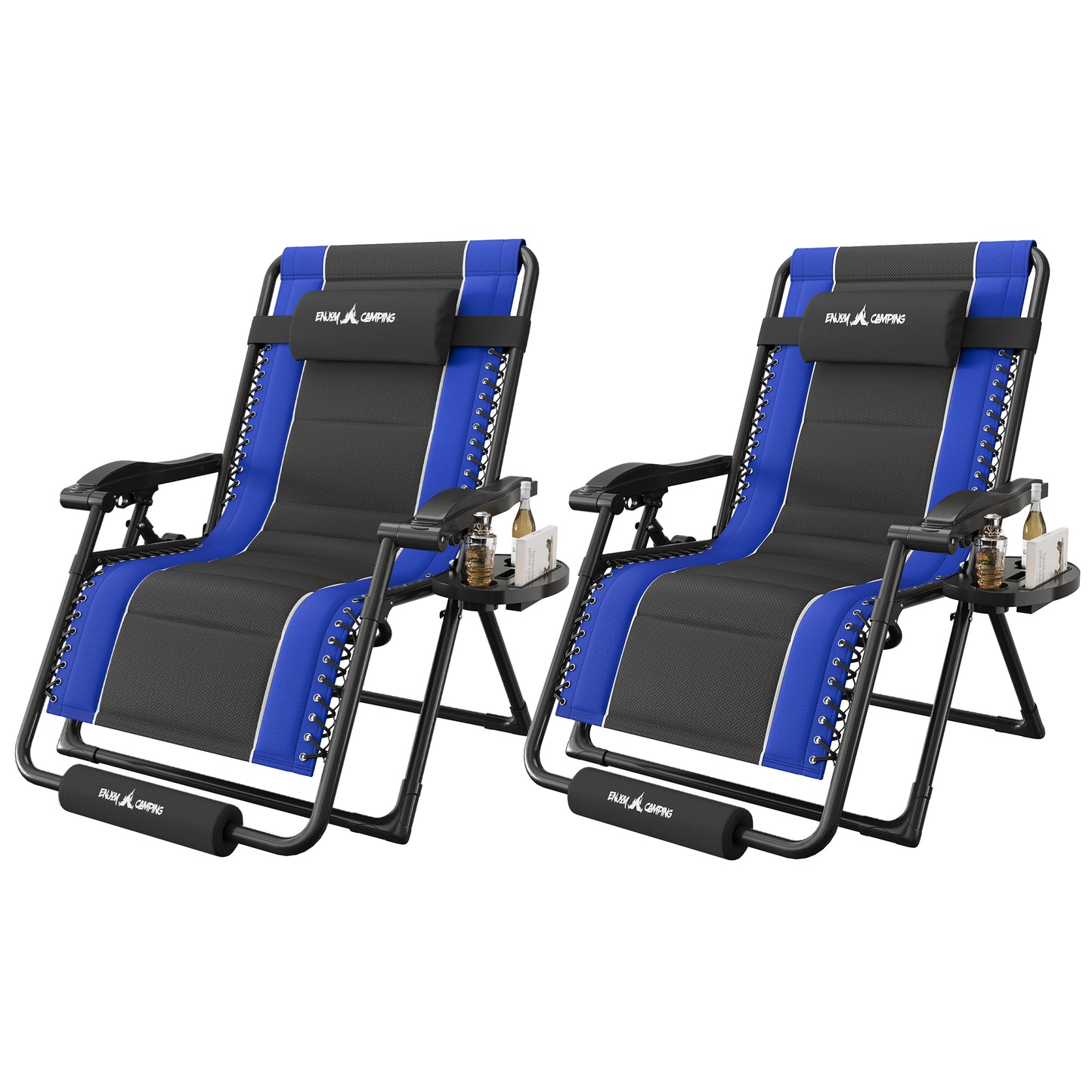 Amopatio Zero Gravity Reclining Patio Chairs Set of 2,XXL Foldable Lounge Chair with Removable Cup Holder/Headrest/Footrest,500LBS Capacity, Portable for Outdoor Patio Pool Backyard