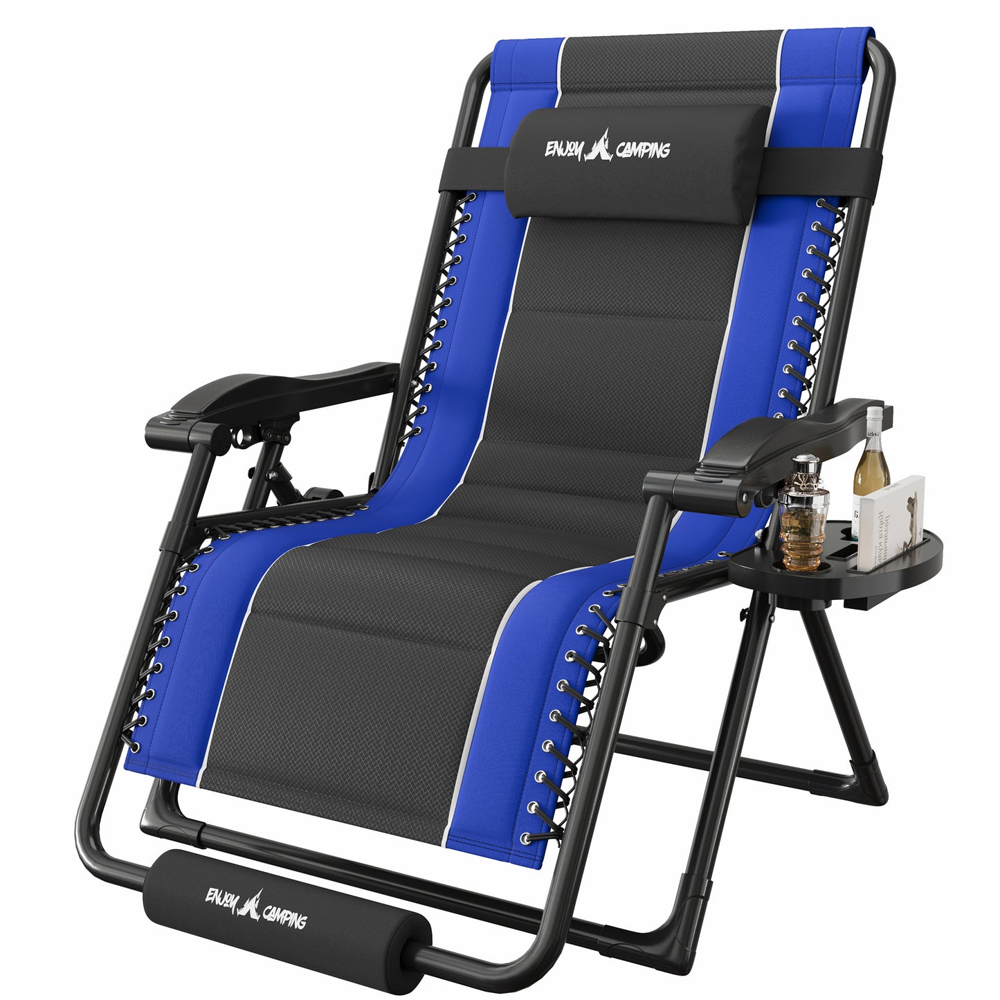 Amopatio Zero Gravity Reclining Patio Chair,XXL Foldable Lounge Chair with Removable Cup Holder/Headrest/Footrest,500LBS Capacity, Portable for Outdoor Patio Pool Backyard
