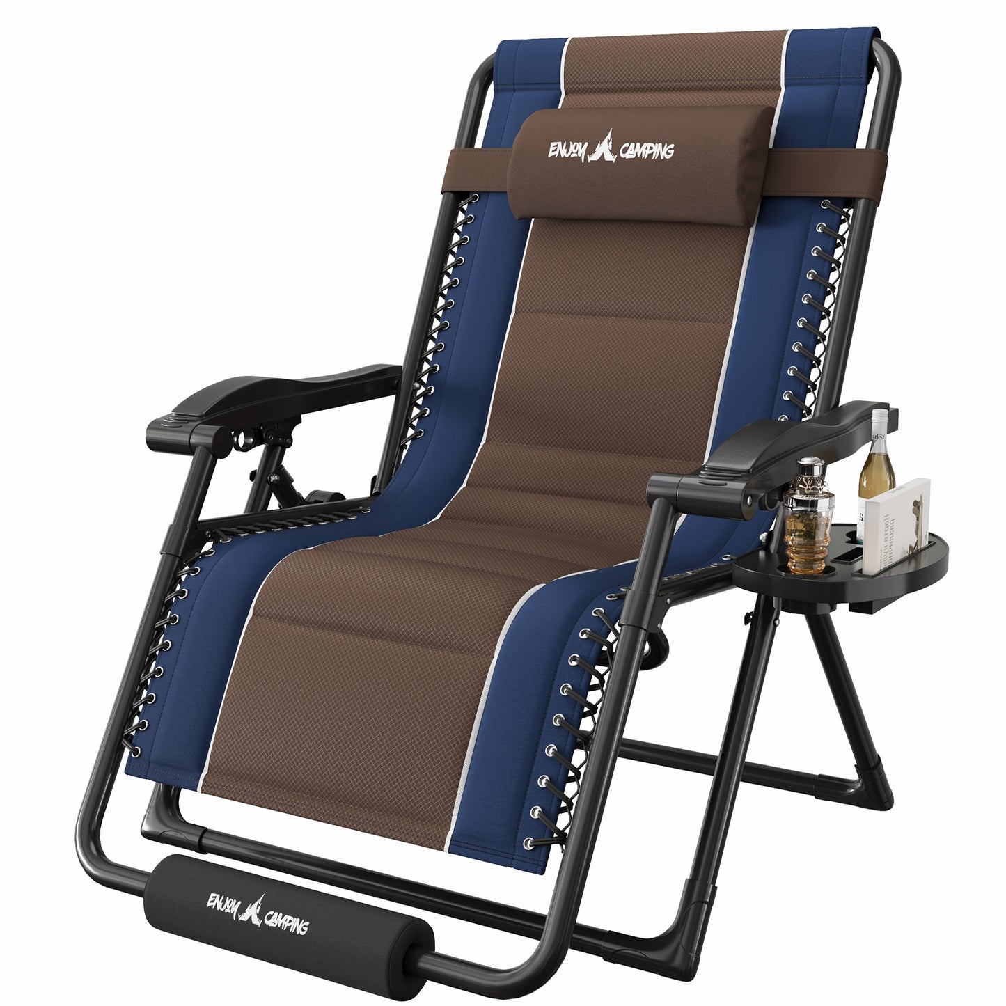 Amopatio Zero Gravity Reclining Patio Chair,XXL Foldable Lounge Chair with Removable Cup Holder/Headrest/Footrest,500LBS Capacity, Portable for Outdoor Patio Pool Backyard