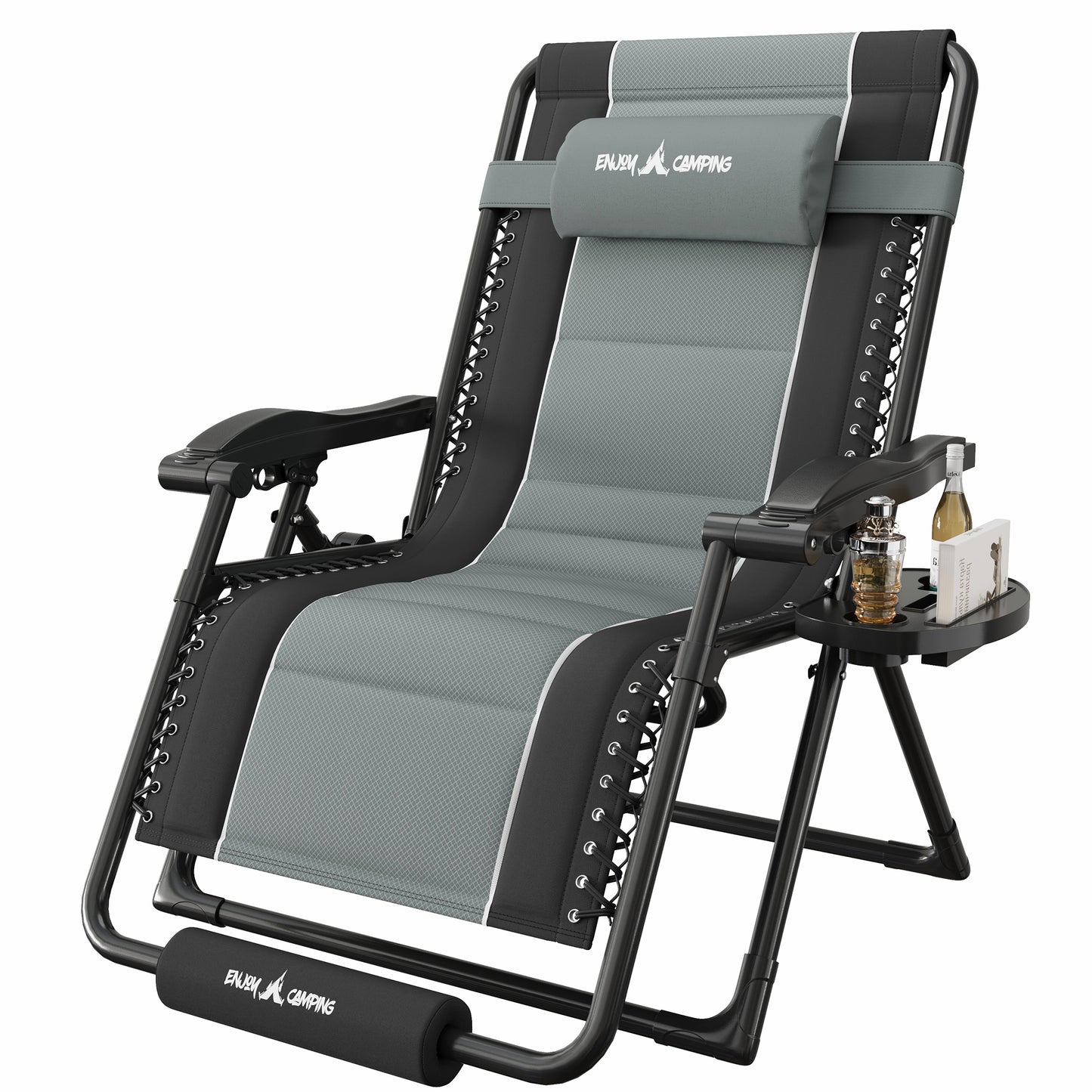 Amopatio Zero Gravity Reclining Patio Chair,XXL Foldable Lounge Chair with Removable Cup Holder/Headrest/Footrest,500LBS Capacity, Portable for Outdoor Patio Pool Backyard