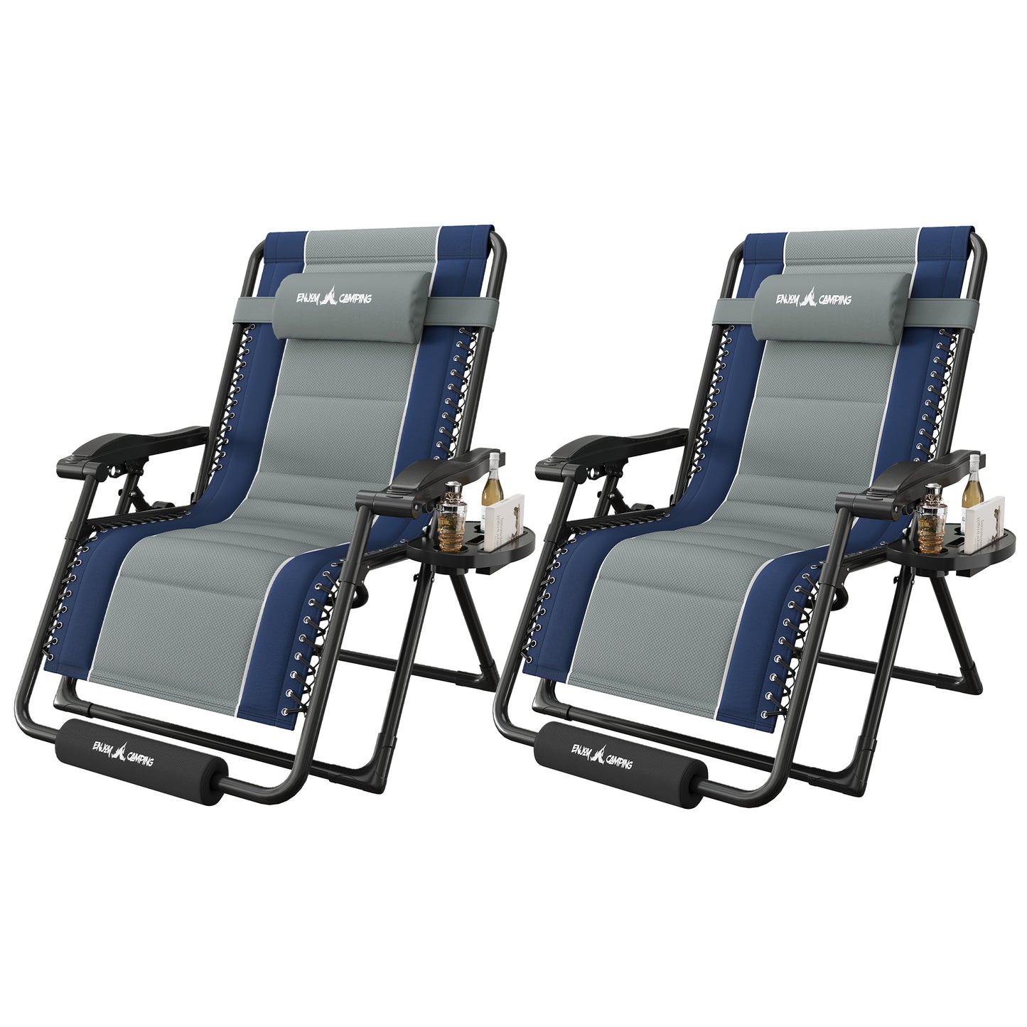 Amopatio Zero Gravity Reclining Patio Chairs Set of 2,XXL Foldable Lounge Chair with Removable Cup Holder/Headrest/Footrest,500LBS Capacity, Portable for Outdoor Patio Pool Backyard