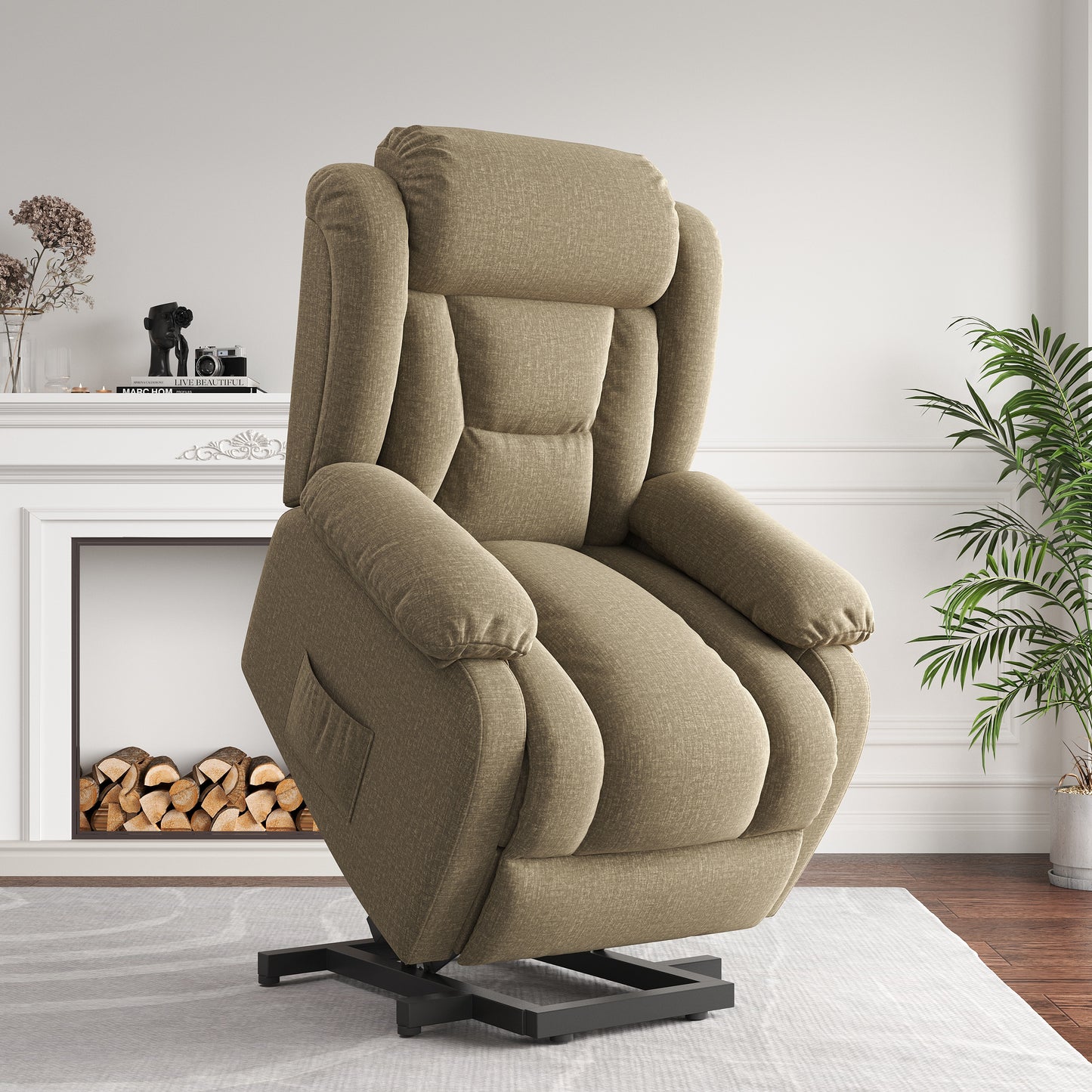 Lift Recliner for Elderly Upgraded Reclining Chairs Indoor Lounge Chairs Single Sofa with Side Pockets and Remote Control for Living Room Bedroom(Brown)