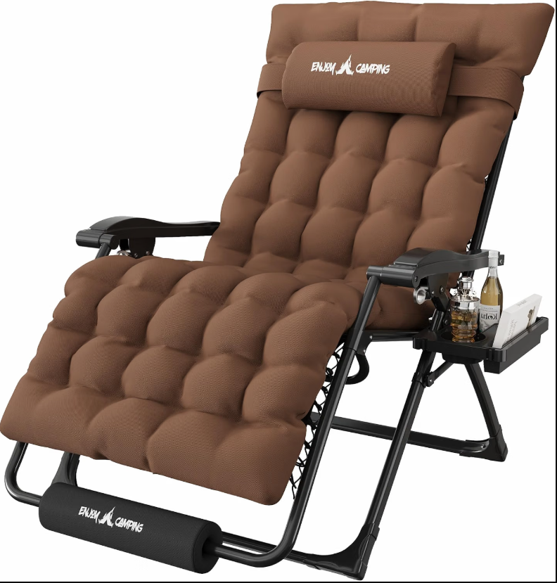 Oversized Zero Gravity Chair Folding Reclining Padded Patio Lounge Chairs