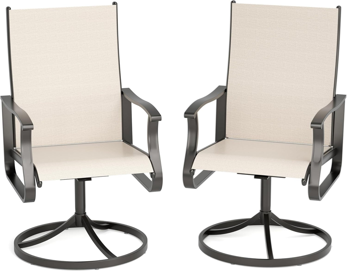 Amopatio Outdoor Patio Swivel Dining Chairs Set of 2, 360° Swivel Outdoor Chairs, All Weather Outdoor Swivel Chairs with Textilene Mesh and Rust-Proof Steel Frame, for Backyard, Garden & Porch, Beige