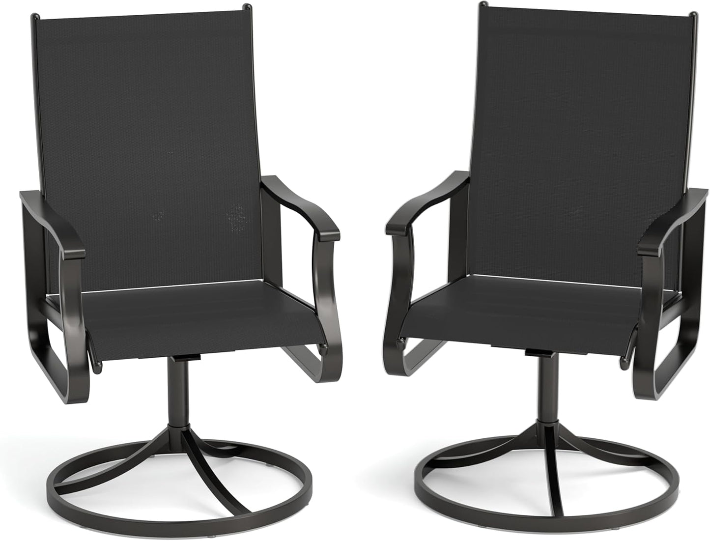 Amopatio Outdoor Patio Swivel Dining Chairs Set of 2, 360° Swivel Outdoor Chairs, All Weather Outdoor Swivel Chairs with Textilene Mesh and Rust-Proof Steel Frame, for Backyard, Garden & Porch, Black