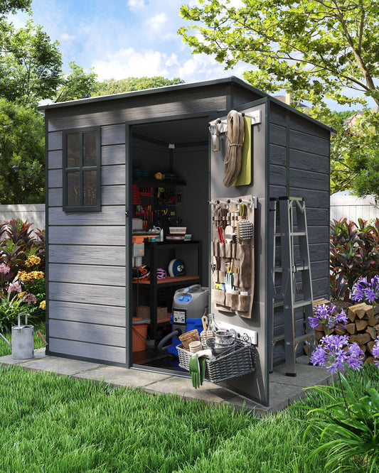 Amopatio Resin Outdoor Storage Shed 6x6FT