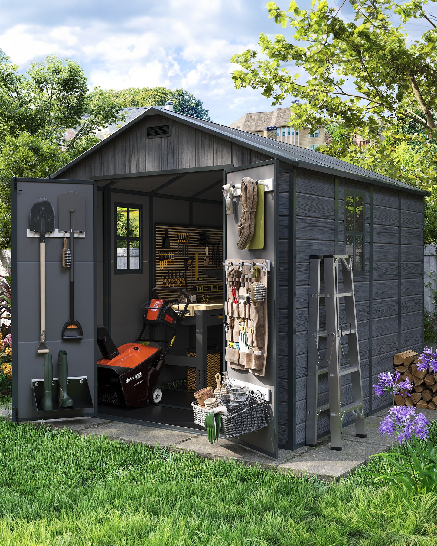 Amopatio Resin Outdoor Storage Shed 8x8FT