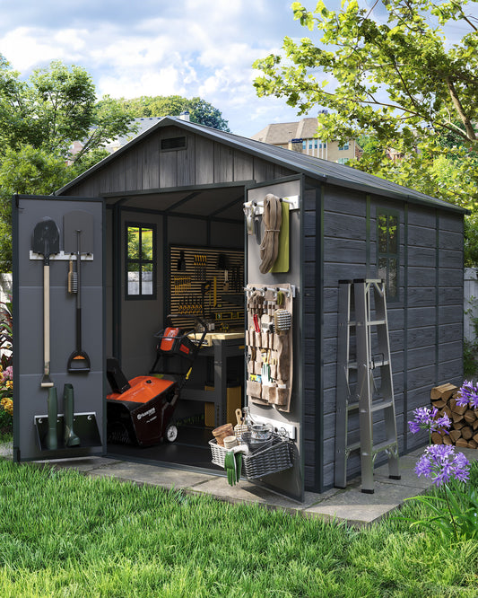 Amopatio Resin Outdoor Storage Shed 8x8FT