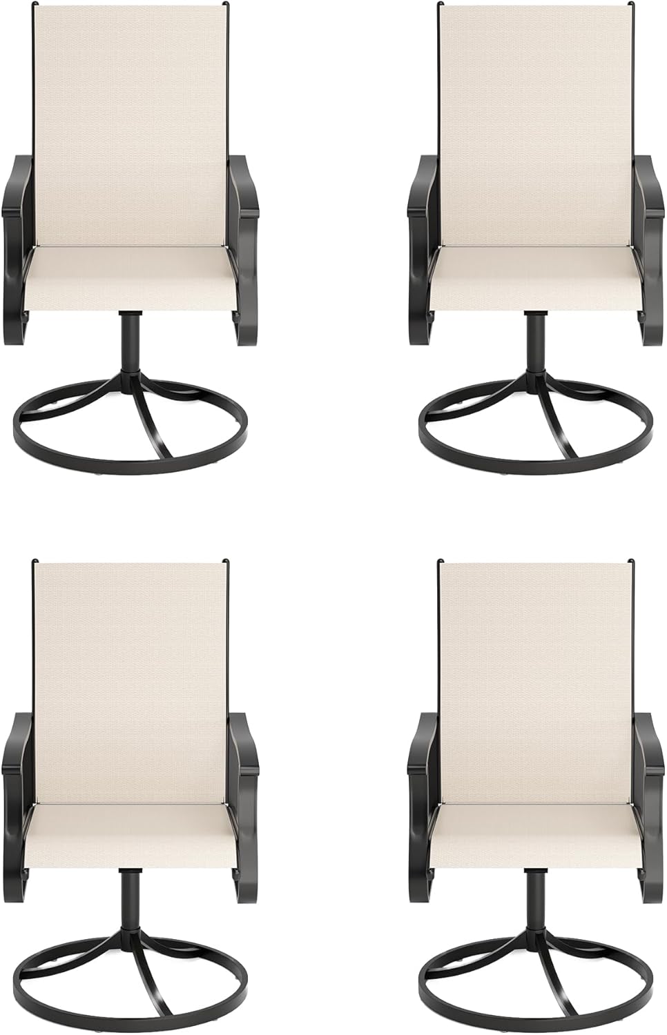 Amopatio Outdoor Patio Swivel Dining Chairs Set of 4, 360° Swivel Outdoor Chairs, All Weather Outdoor Swivel Chairs with Textilene Mesh and Rust-Proof Steel Frame, for Backyard, Garden & Porch, Beige