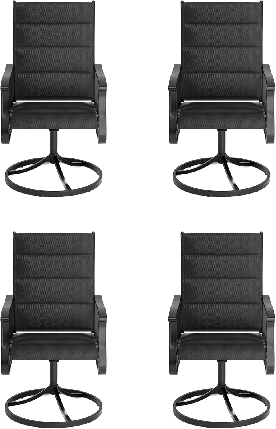 Amopatio Outdoor Patio Swivel Dining Chairs Set of 4, 360° Swivel Patio Chairs, All Weather Outdoor Swivel Chairs with Textilene Mesh and Rust-Proof Steel Frame, for Backyard & Porch, Black
