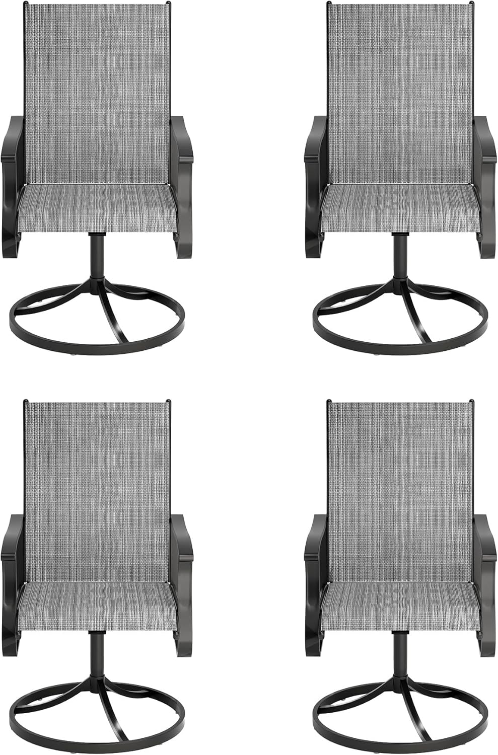 Amopatio Outdoor Patio Swivel Dining Chairs Set of 4, 360° Swivel Outdoor Chairs, All Weather Outdoor Swivel Chairs with Textilene Mesh and Rust-Proof Steel Frame, for Backyard & Porch,Grayish White