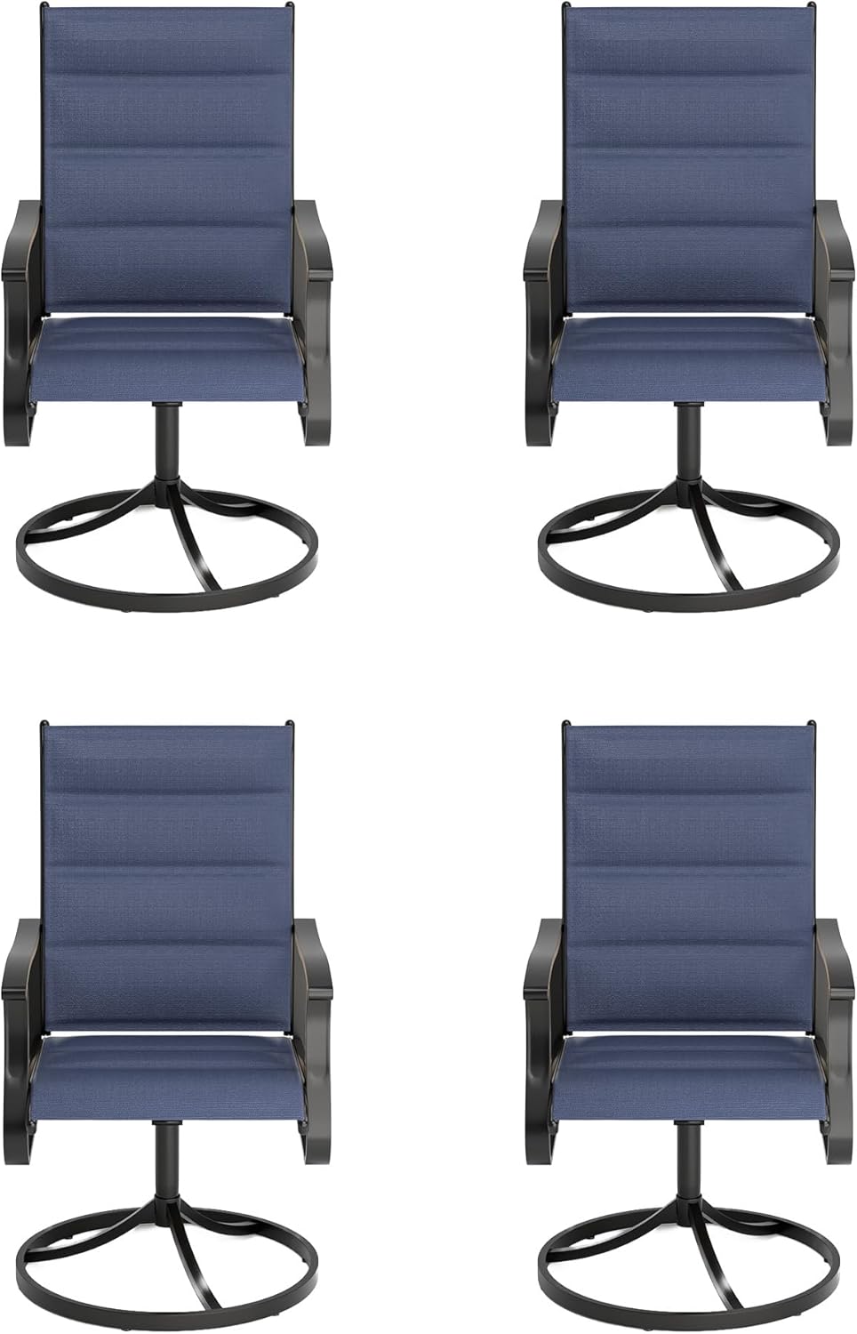 Amopatio Outdoor Patio Swivel Dining Chairs Set of 4, 360° Swivel Patio Chairs, All Weather Outdoor Swivel Chairs with Textilene Mesh and Rust-Proof Steel Frame, for Backyard & Porch, Navy Blue