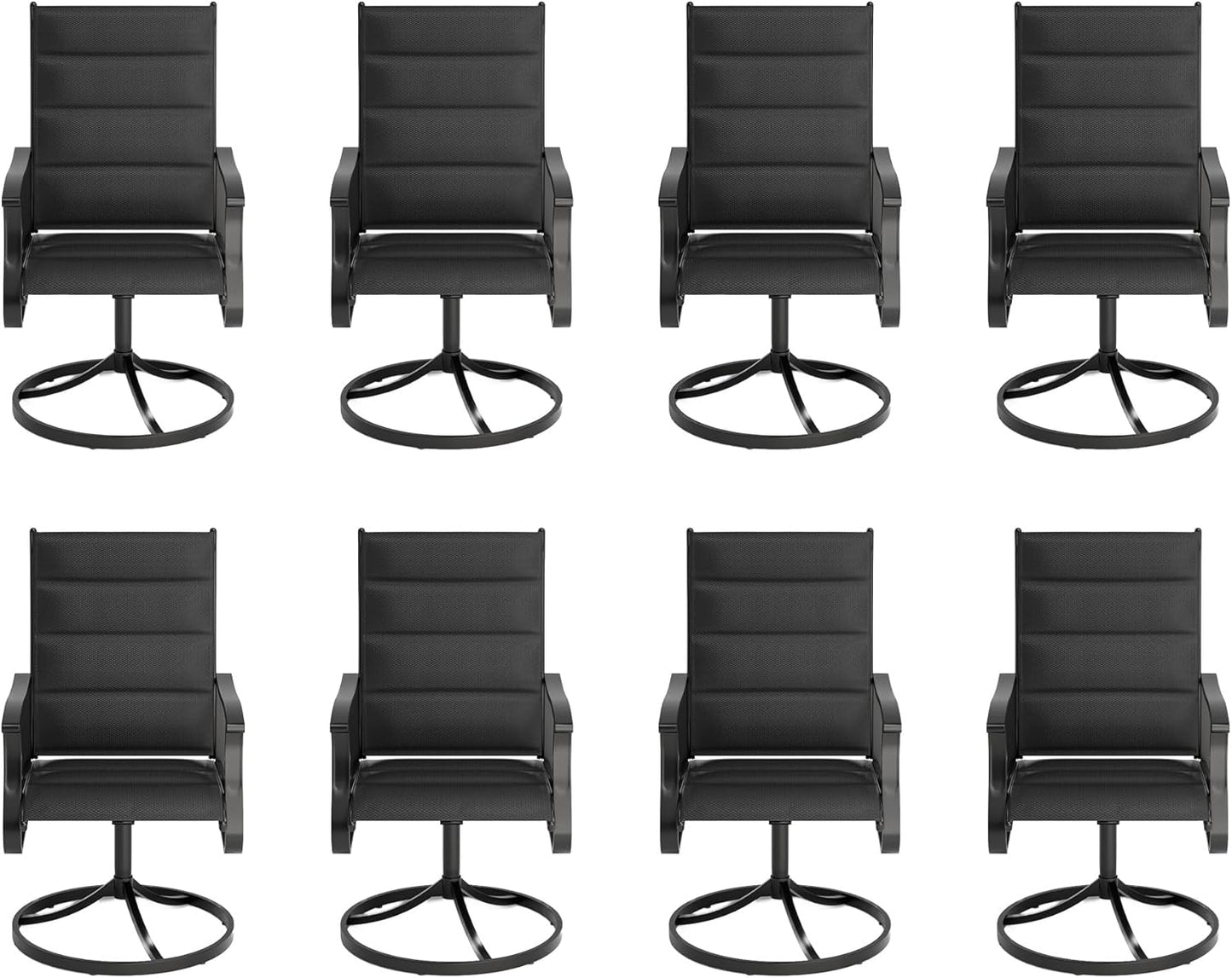 Amopatio Outdoor Patio Swivel Dining Chairs Set of 6, 360° Swivel Patio Chairs, All Weather Outdoor Swivel Chairs with Textilene Mesh and Rust-Proof Steel Frame, for Backyard & Porch, Black