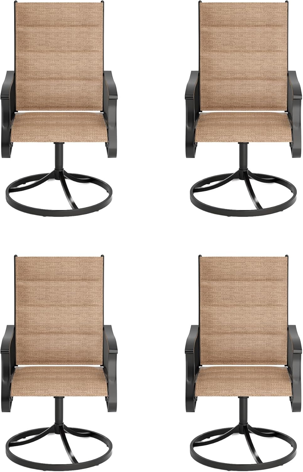 Amopatio Outdoor Patio Swivel Dining Chairs Set of 4, 360° Swivel Patio Chairs, All Weather Outdoor Swivel Chairs with Textilene Mesh and Rust-Proof Steel Frame, for Backyard & Porch, Brown