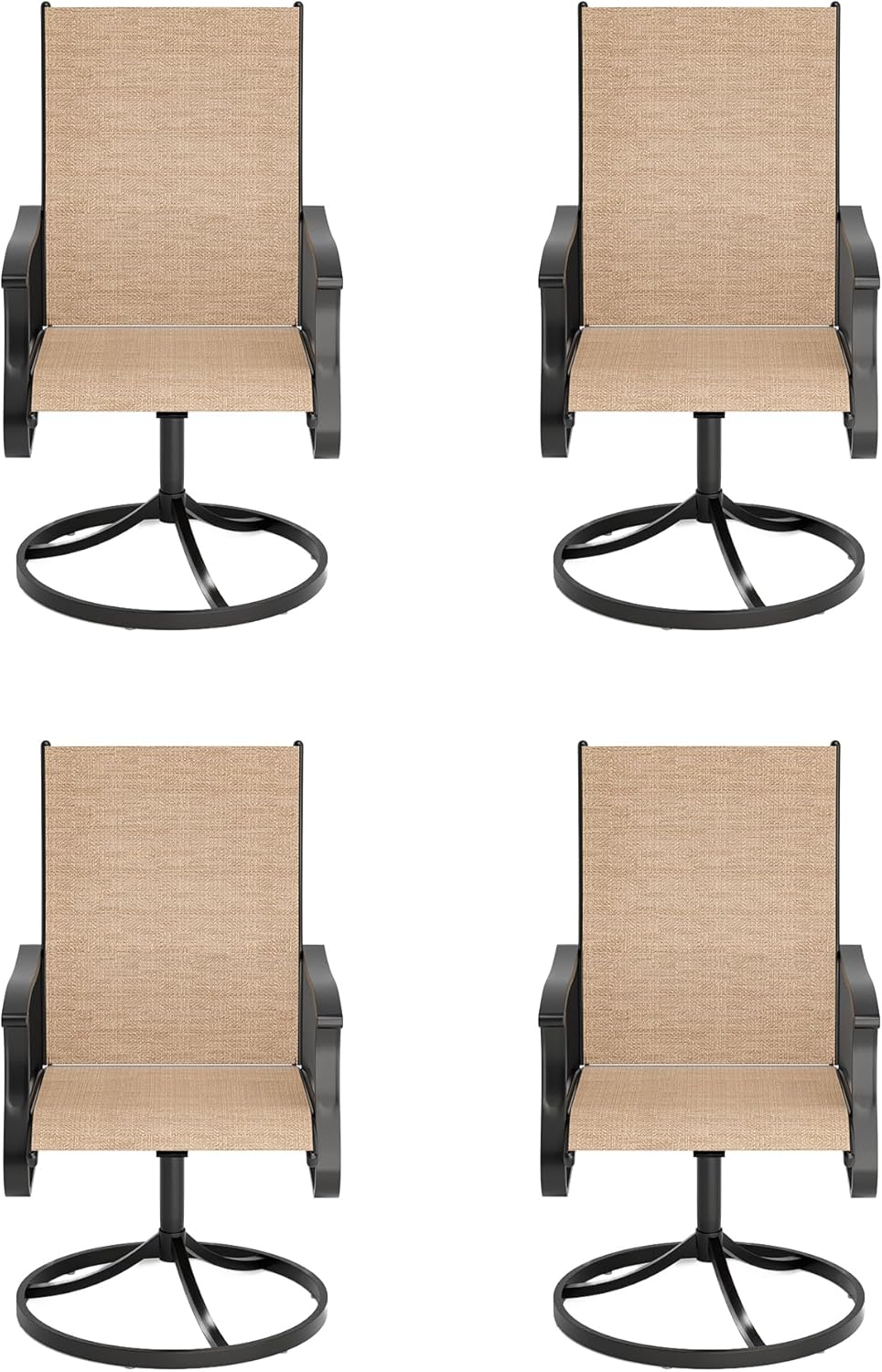 Amopatio Outdoor Patio Swivel Dining Chairs Set of 2, 360° Swivel Outdoor Chairs, All Weather Outdoor Swivel Chairs with Textilene Mesh and Rust-Proof Steel Frame, for Backyard, Garden & Porch,Brown