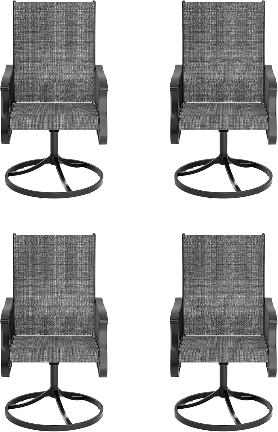 Amopatio Outdoor Patio Swivel Dining Chairs Set of 4, 360° Swivel Outdoor Chairs, All Weather Outdoor Swivel Chairs with Textilene Mesh and Rust-Proof Steel Frame, for Backyard, Porch, Dark Gray