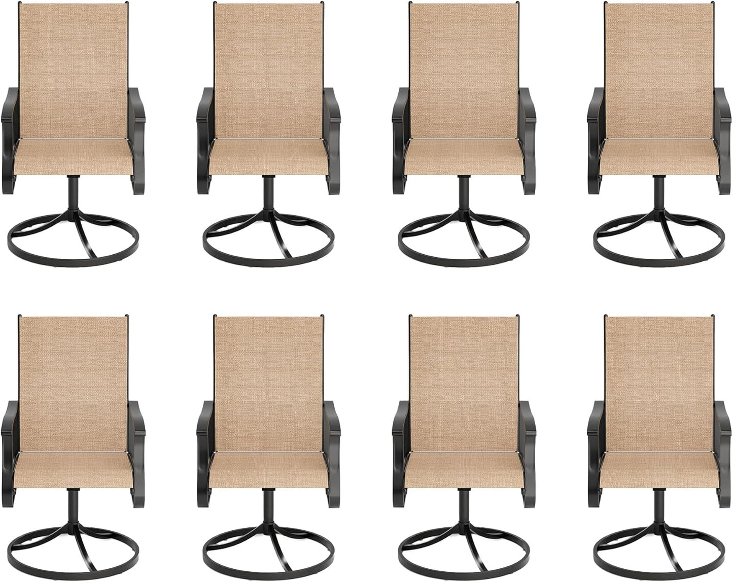 Amopatio Outdoor Patio Swivel Dining Chairs Set of 6, 360° Swivel Outdoor Chairs, All Weather Outdoor Swivel Chairs with Textilene Mesh and Rust-Proof Steel Frame, for Backyard, Garden & Porch,Brown