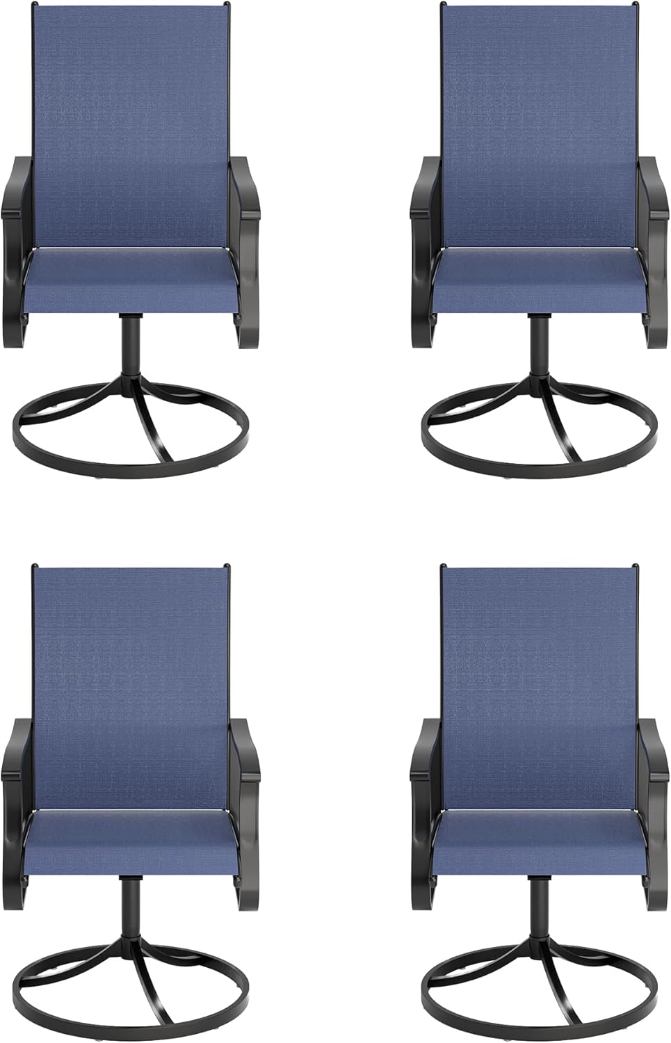 Amopatio Outdoor Patio Swivel Dining Chairs Set of 4, 360° Swivel Outdoor Chairs, All Weather Outdoor Swivel Chairs with Textilene Mesh and Rust-Proof Steel Frame, for Backyard & Porch, Navy Blue