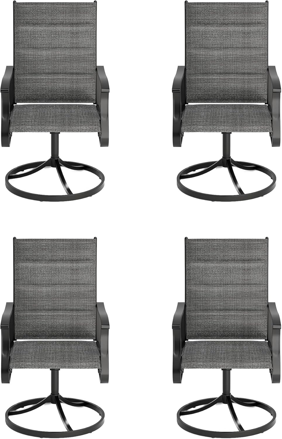 Amopatio Outdoor Patio Swivel Dining Chairs Set of 4, 360° Swivel Patio Chairs, All Weather Outdoor Swivel Chairs with Textilene Mesh and Rust-Proof Steel Frame, for Backyard & Porch, Dark Gray