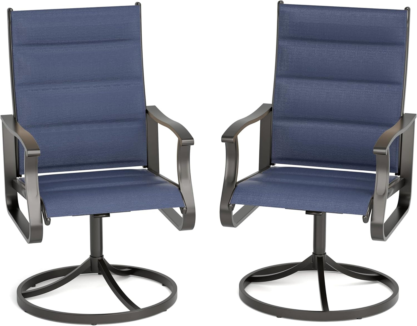 Amopatio Outdoor Patio Swivel Dining Chairs Set of 2, 360° Swivel Patio Chairs, All Weather Outdoor Swivel Chairs with Textilene Mesh and Rust-Proof Steel Frame, for Backyard & Porch, Navy Blue