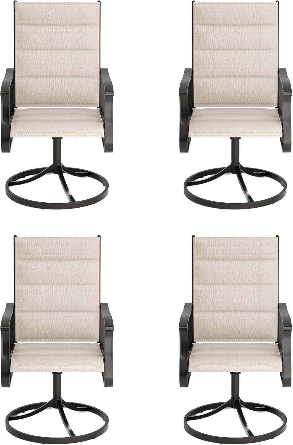 Amopatio Outdoor Patio Swivel Dining Chairs Set of 4, 360° Swivel Patio Chairs, All Weather Outdoor Swivel Chairs with Textilene Mesh and Rust-Proof Steel Frame, for Backyard & Porch, Beige