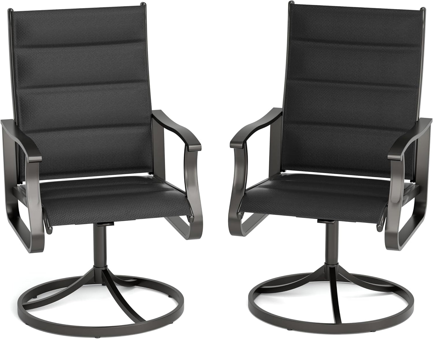 Amopatio Outdoor Patio Swivel Dining Chairs Set of 2, 360° Swivel Patio Chairs, All Weather Outdoor Swivel Chairs with Textilene Mesh and Rust-Proof Steel Frame, for Backyard & Porch, Black