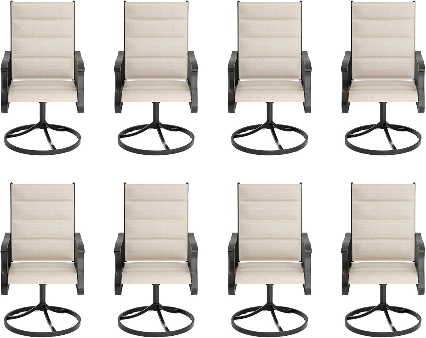 Amopatio Outdoor Patio Swivel Dining Chairs Set of 8, 360° Swivel Patio Chairs, All Weather Outdoor Swivel Chairs with Textilene Mesh and Rust-Proof Steel Frame, for Backyard & Porch, Beige