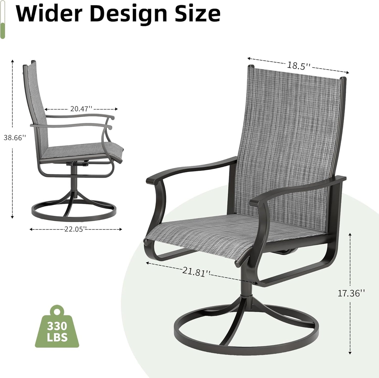 Amopatio Outdoor Patio Swivel Dining Chairs Set of 8, 360° Swivel Outdoor Chairs, All Weather Outdoor Swivel Chairs with Textilene Mesh and Rust-Proof Steel Frame, for Backyard & Porch,Grayish White