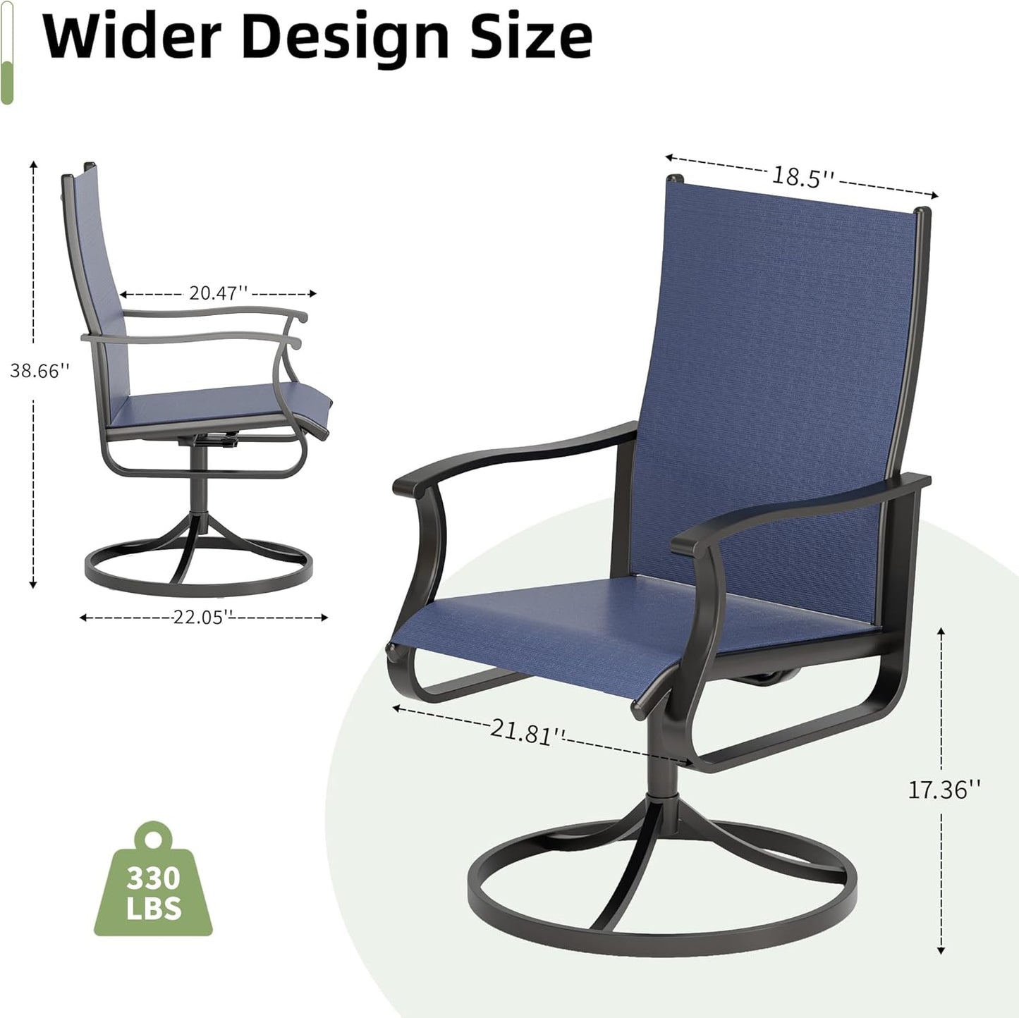 Amopatio Outdoor Patio Swivel Dining Chairs Set of 6, 360° Swivel Outdoor Chairs, All Weather Outdoor Swivel Chairs with Textilene Mesh and Rust-Proof Steel Frame, for Backyard & Porch, Navy Blue