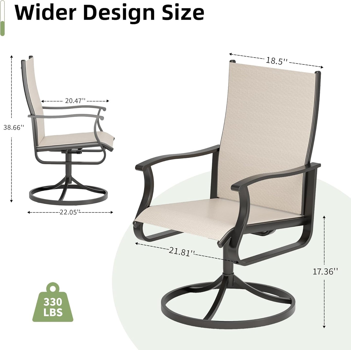Amopatio Outdoor Patio Swivel Dining Chairs Set of 8, 360° Swivel Outdoor Chairs, All Weather Outdoor Swivel Chairs with Textilene Mesh and Rust-Proof Steel Frame, for Backyard, Garden & Porch, Beige