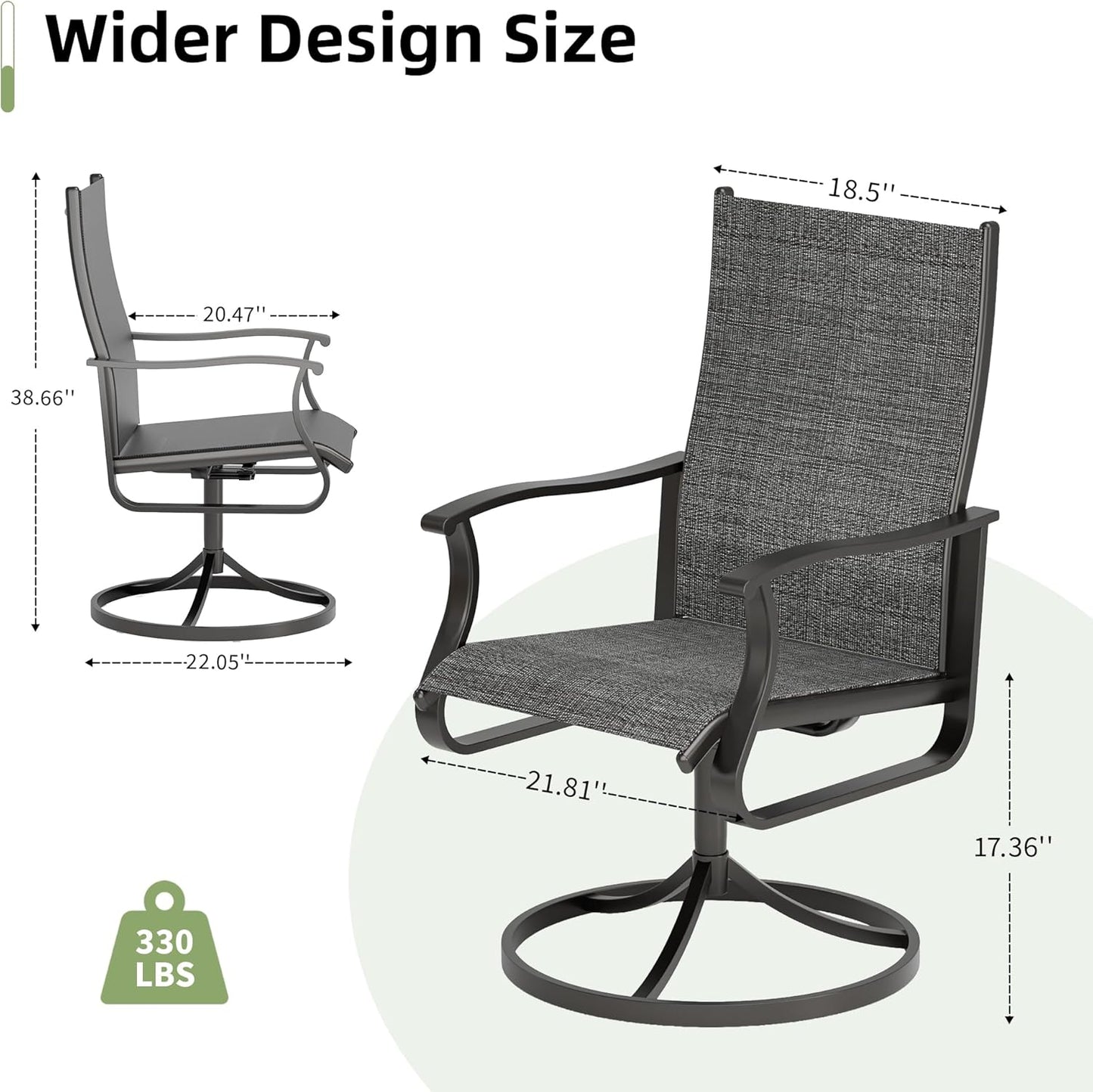 Amopatio Outdoor Patio Swivel Dining Chairs Set of 4, 360° Swivel Outdoor Chairs, All Weather Outdoor Swivel Chairs with Textilene Mesh and Rust-Proof Steel Frame, for Backyard, Porch, Dark Gray