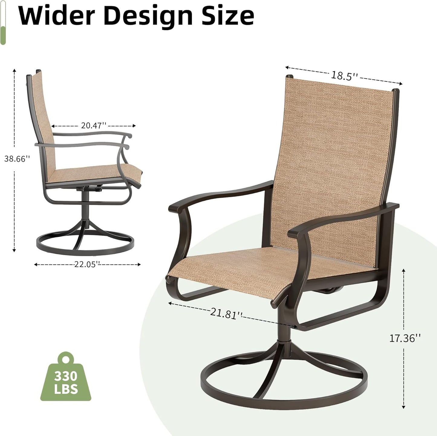 Amopatio Outdoor Patio Swivel Dining Chairs Set of 6, 360° Swivel Outdoor Chairs, All Weather Outdoor Swivel Chairs with Textilene Mesh and Rust-Proof Steel Frame, for Backyard, Garden & Porch,Brown