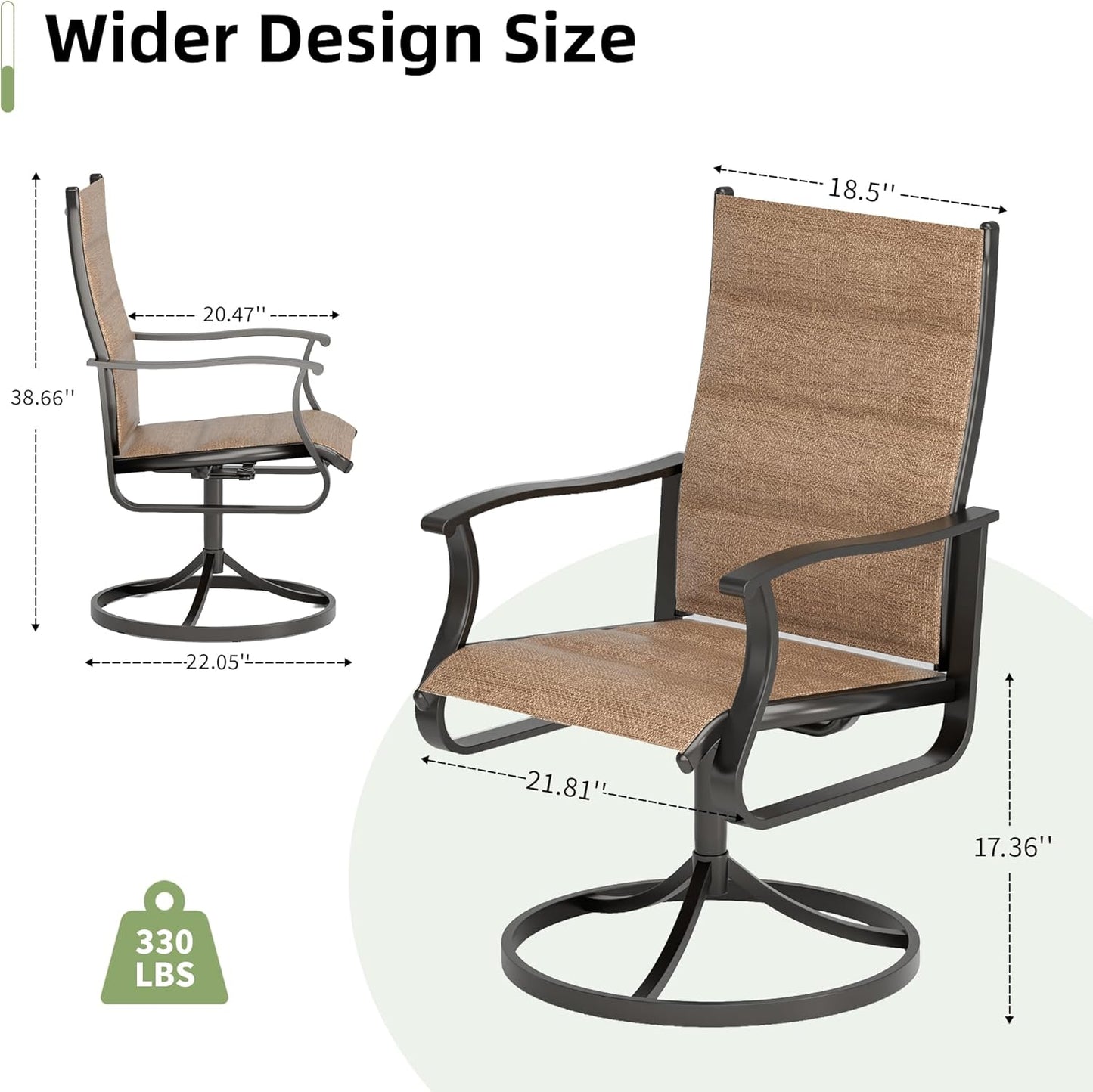 Amopatio Outdoor Patio Swivel Dining Chairs Set of 4, 360° Swivel Patio Chairs, All Weather Outdoor Swivel Chairs with Textilene Mesh and Rust-Proof Steel Frame, for Backyard & Porch, Brown
