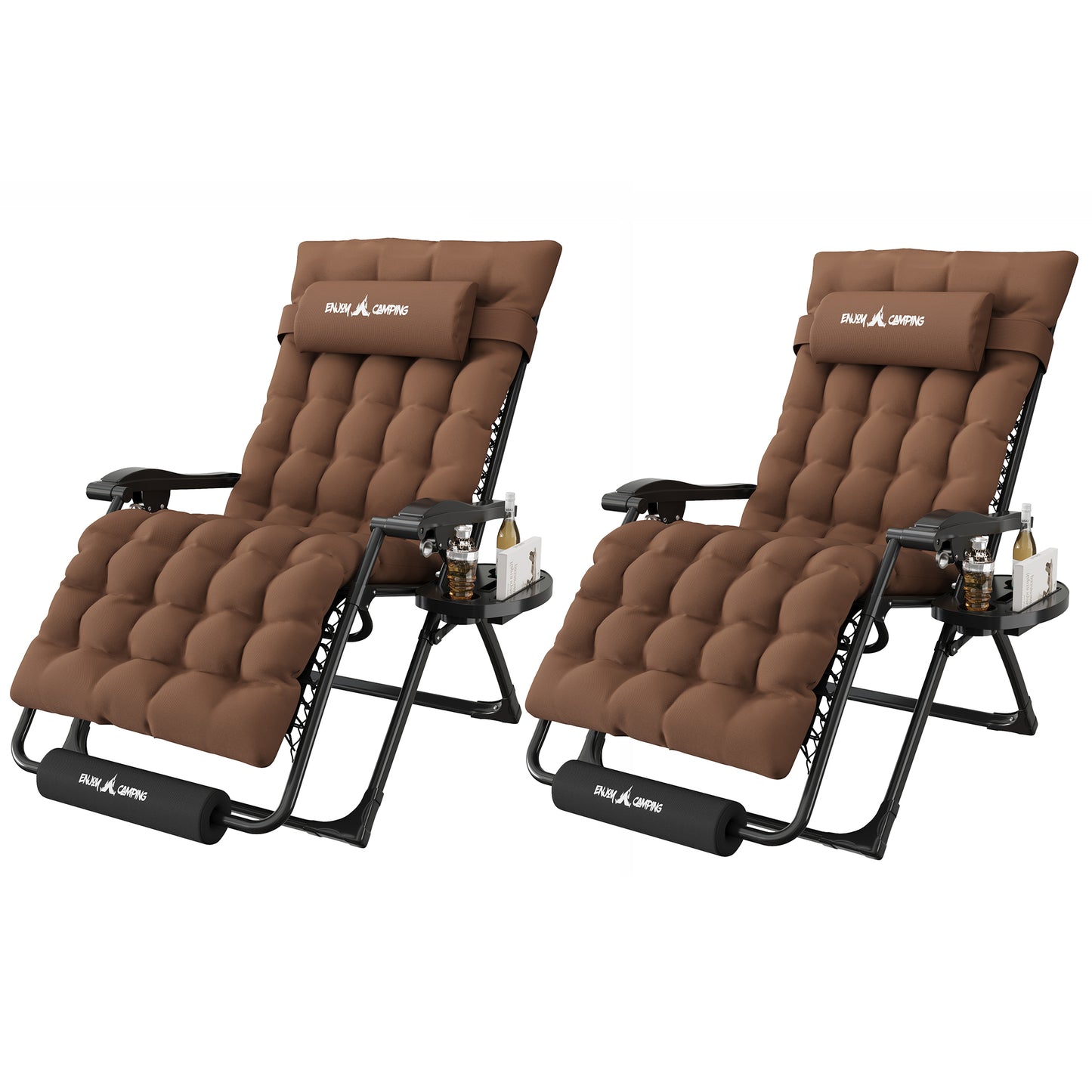 Amopatio Oversized Zero Gravity Chair, 29''W Reclining Camping Lounge Chair Upgraded Lock and Footrest, Cup Holder, Removable Cushion & Headrest Folding Patio Recliner