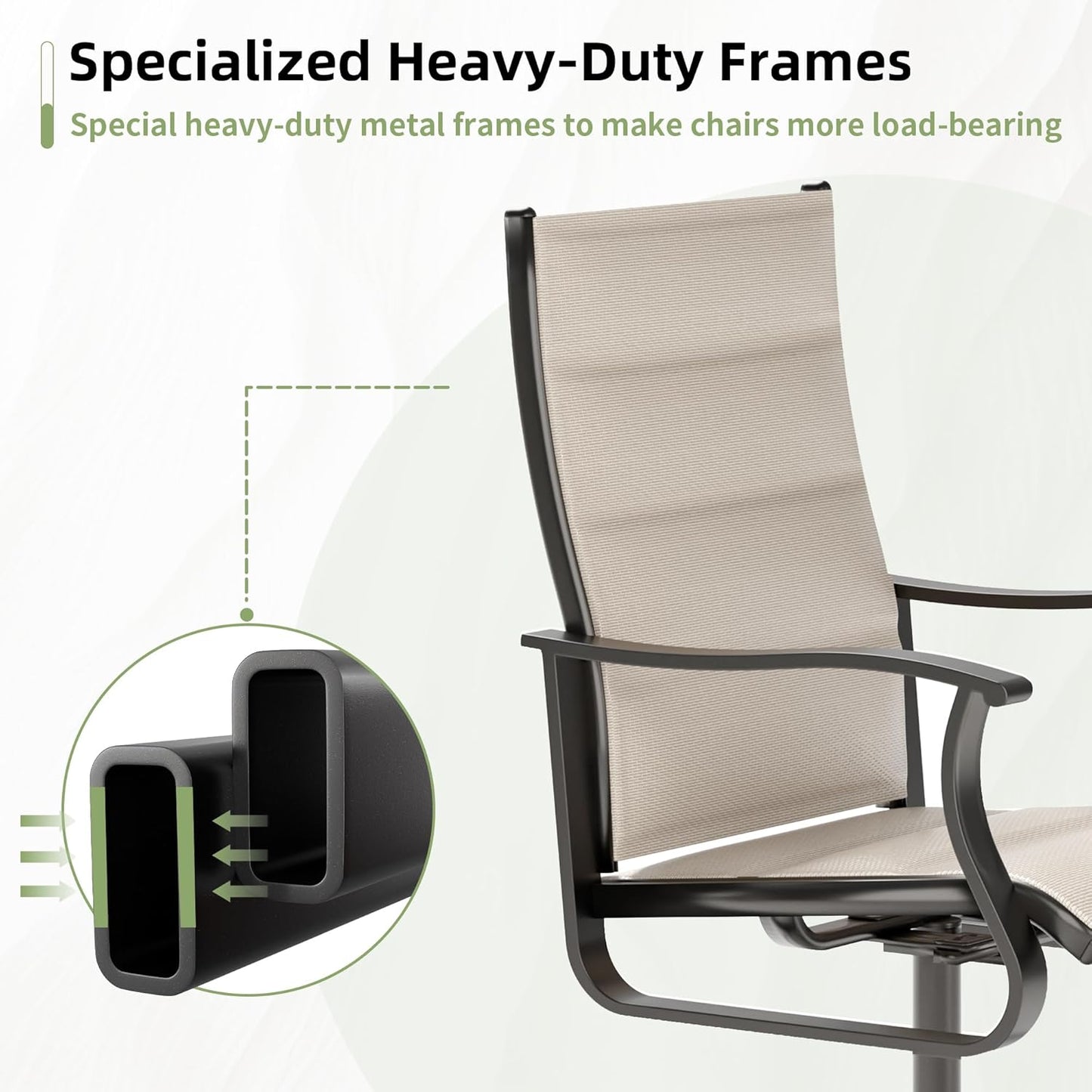 Amopatio Outdoor Patio Swivel Dining Chairs Set of 4, 360° Swivel Patio Chairs, All Weather Outdoor Swivel Chairs with Textilene Mesh and Rust-Proof Steel Frame, for Backyard & Porch, Beige