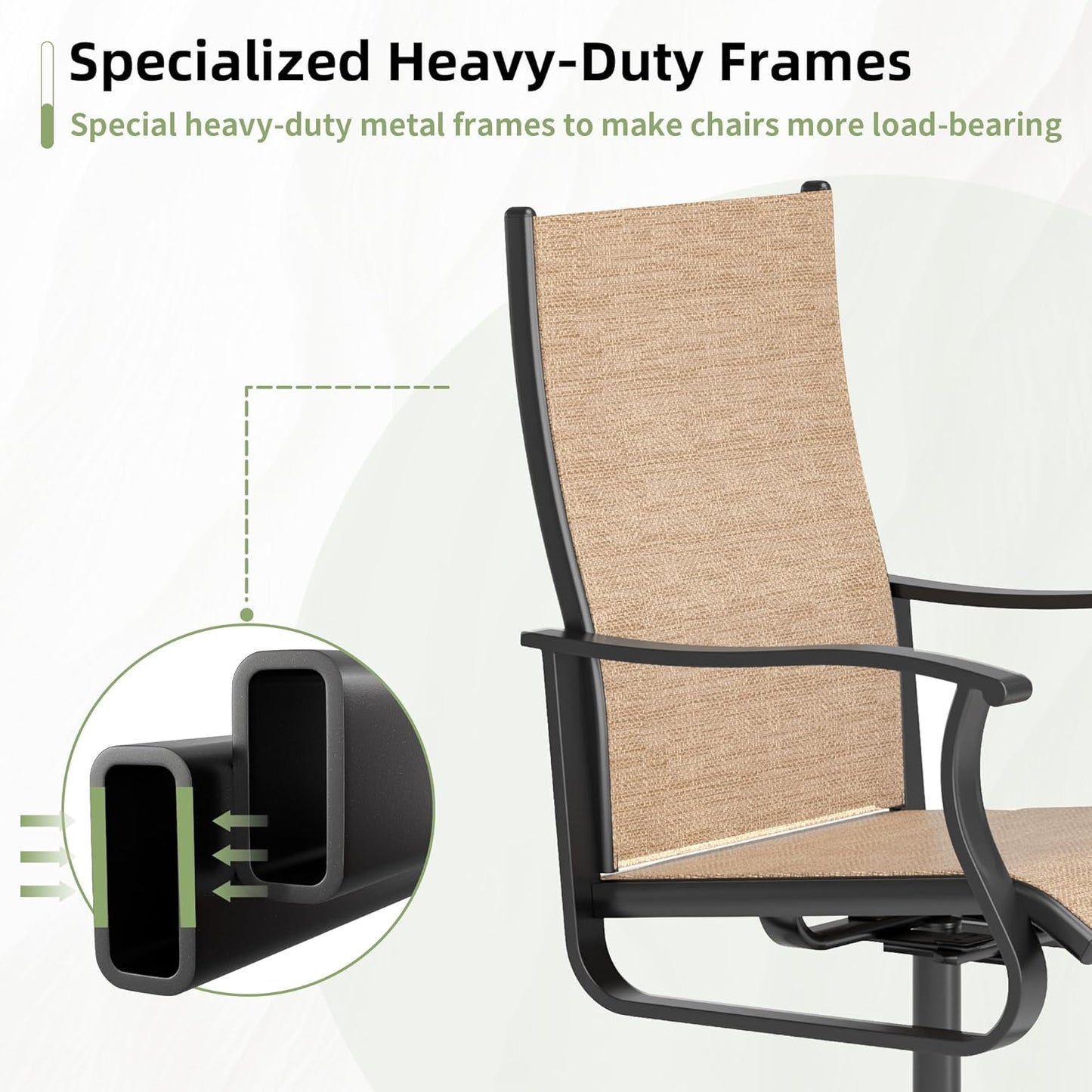 Amopatio Outdoor Patio Swivel Dining Chairs Set of 6, 360° Swivel Outdoor Chairs, All Weather Outdoor Swivel Chairs with Textilene Mesh and Rust-Proof Steel Frame, for Backyard, Garden & Porch,Brown