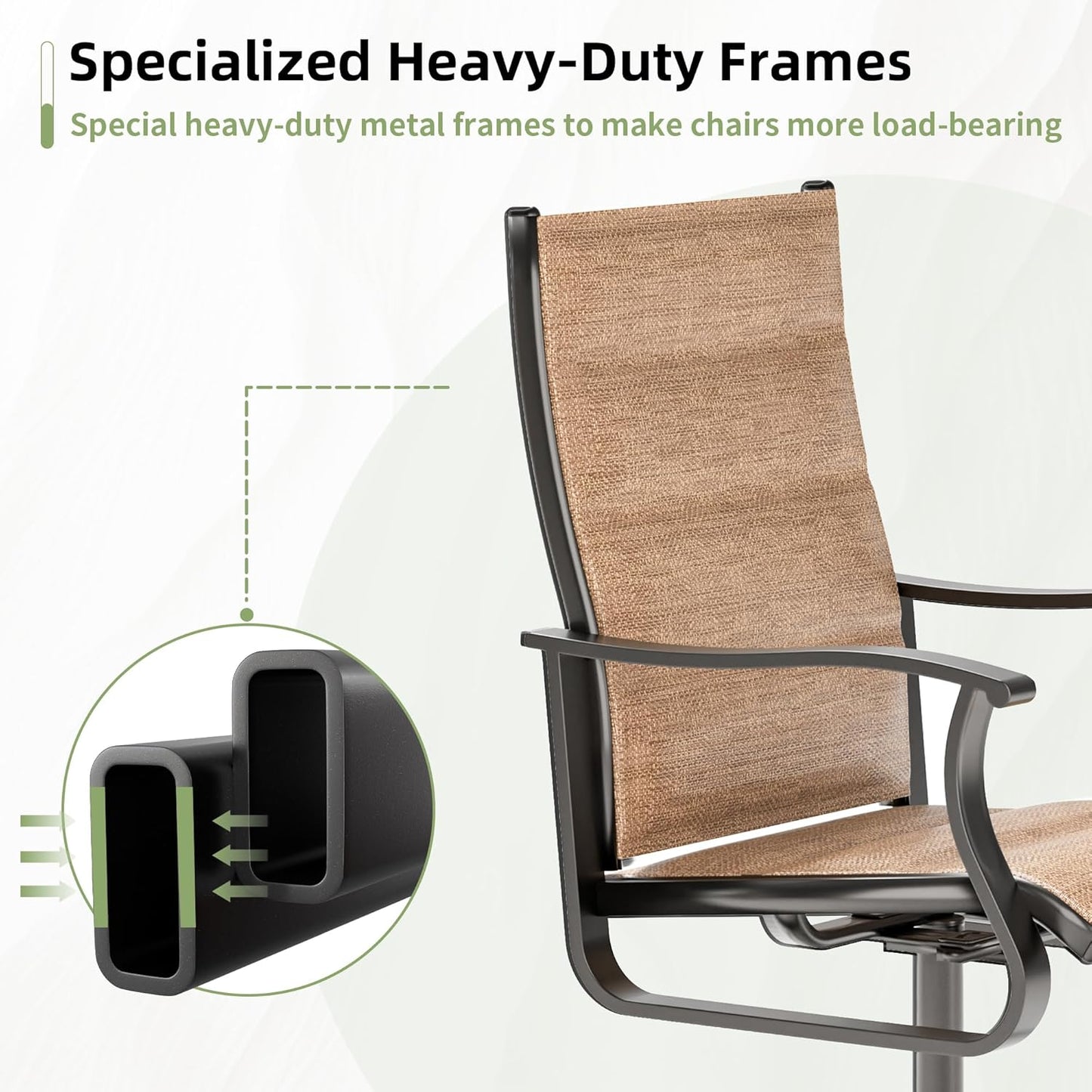 Amopatio Outdoor Patio Swivel Dining Chairs Set of 6, 360° Swivel Patio Chairs, All Weather Outdoor Swivel Chairs with Textilene Mesh and Rust-Proof Steel Frame, for Backyard & Porch, Brown