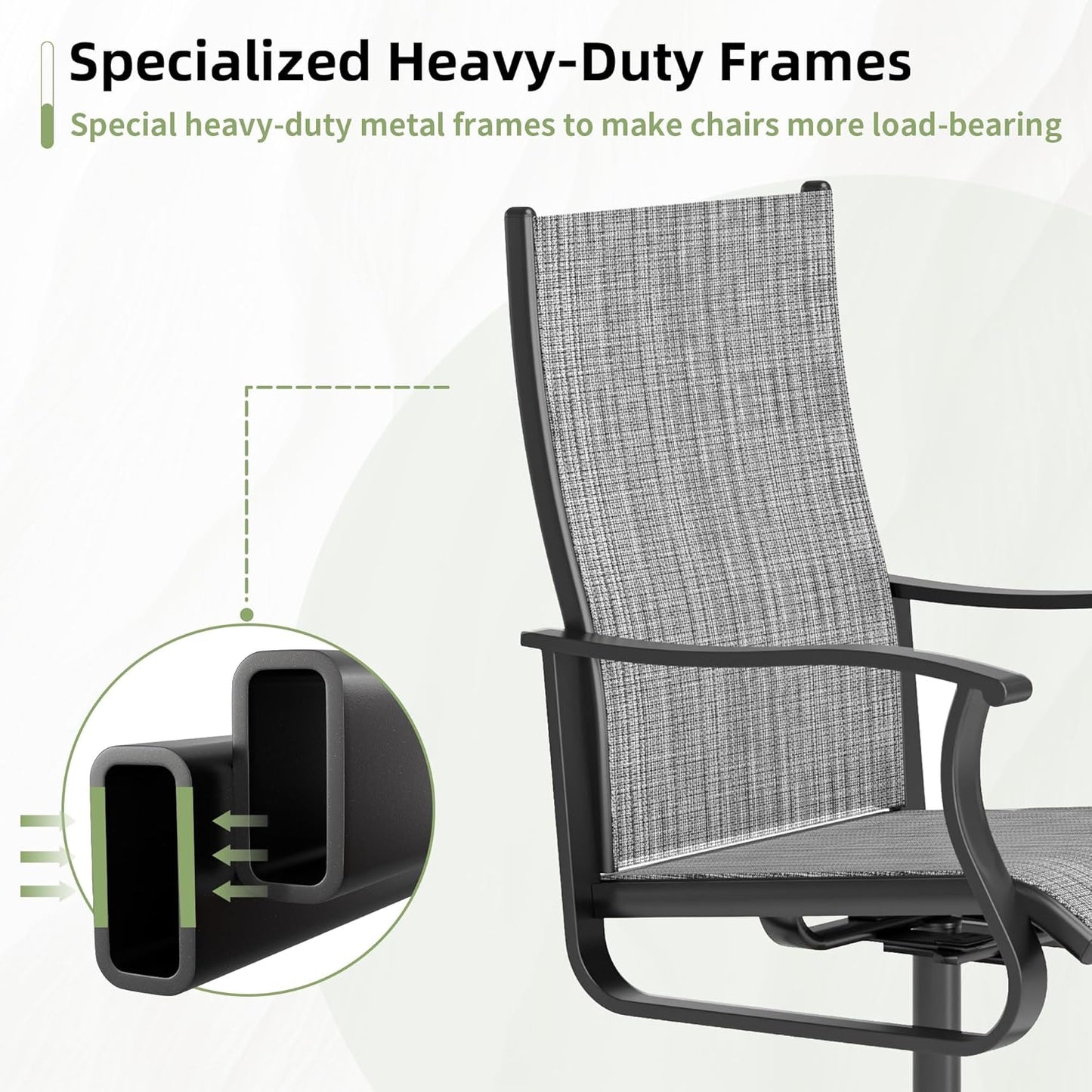 Amopatio Outdoor Patio Swivel Dining Chairs Set of 8, 360° Swivel Outdoor Chairs, All Weather Outdoor Swivel Chairs with Textilene Mesh and Rust-Proof Steel Frame, for Backyard & Porch,Grayish White