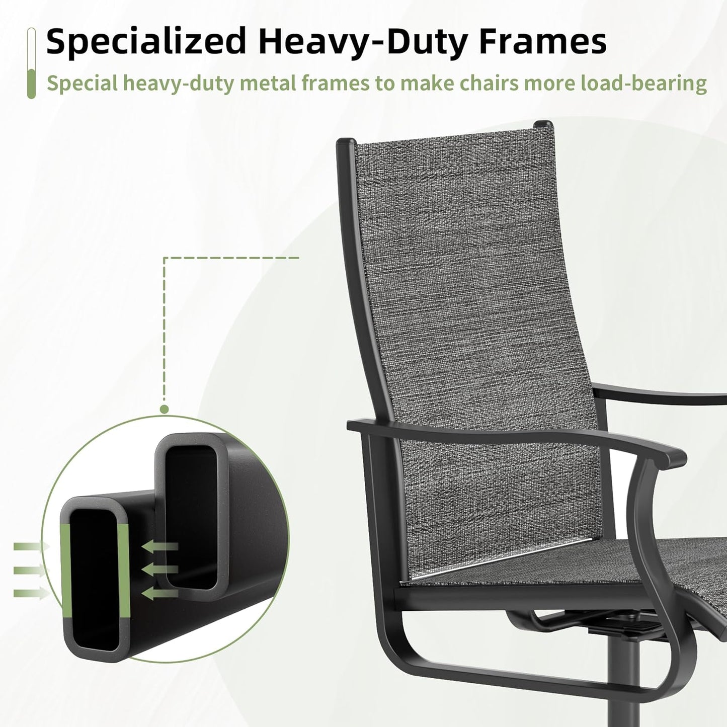 Amopatio Outdoor Patio Swivel Dining Chairs Set of 4, 360° Swivel Outdoor Chairs, All Weather Outdoor Swivel Chairs with Textilene Mesh and Rust-Proof Steel Frame, for Backyard, Porch, Dark Gray