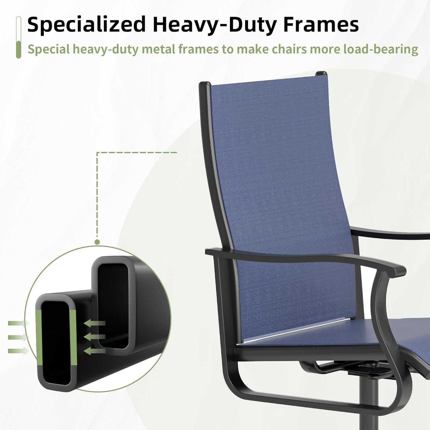 Amopatio Outdoor Patio Swivel Dining Chairs Set of 6, 360° Swivel Outdoor Chairs, All Weather Outdoor Swivel Chairs with Textilene Mesh and Rust-Proof Steel Frame, for Backyard & Porch, Navy Blue