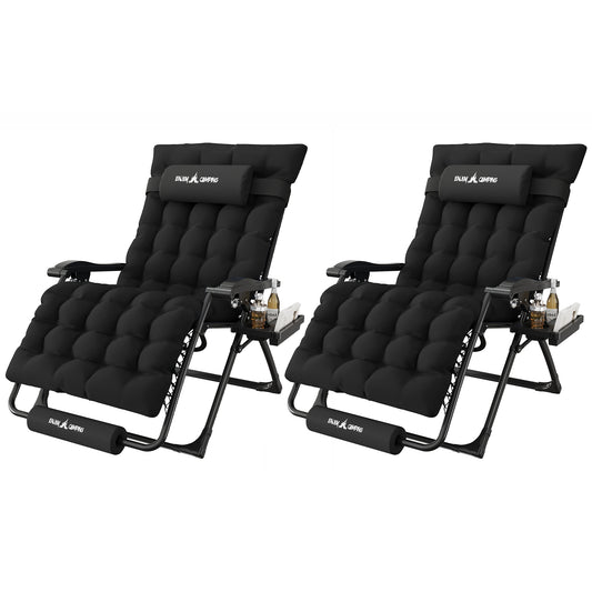 Amopatio Oversized Zero Gravity Chair, 33''W Reclining Camping Lounge Chair Upgraded Lock and Footrest, Cup Holder, Removable Cushion & Headrest Folding Patio Recliner for Indoor Outdoor