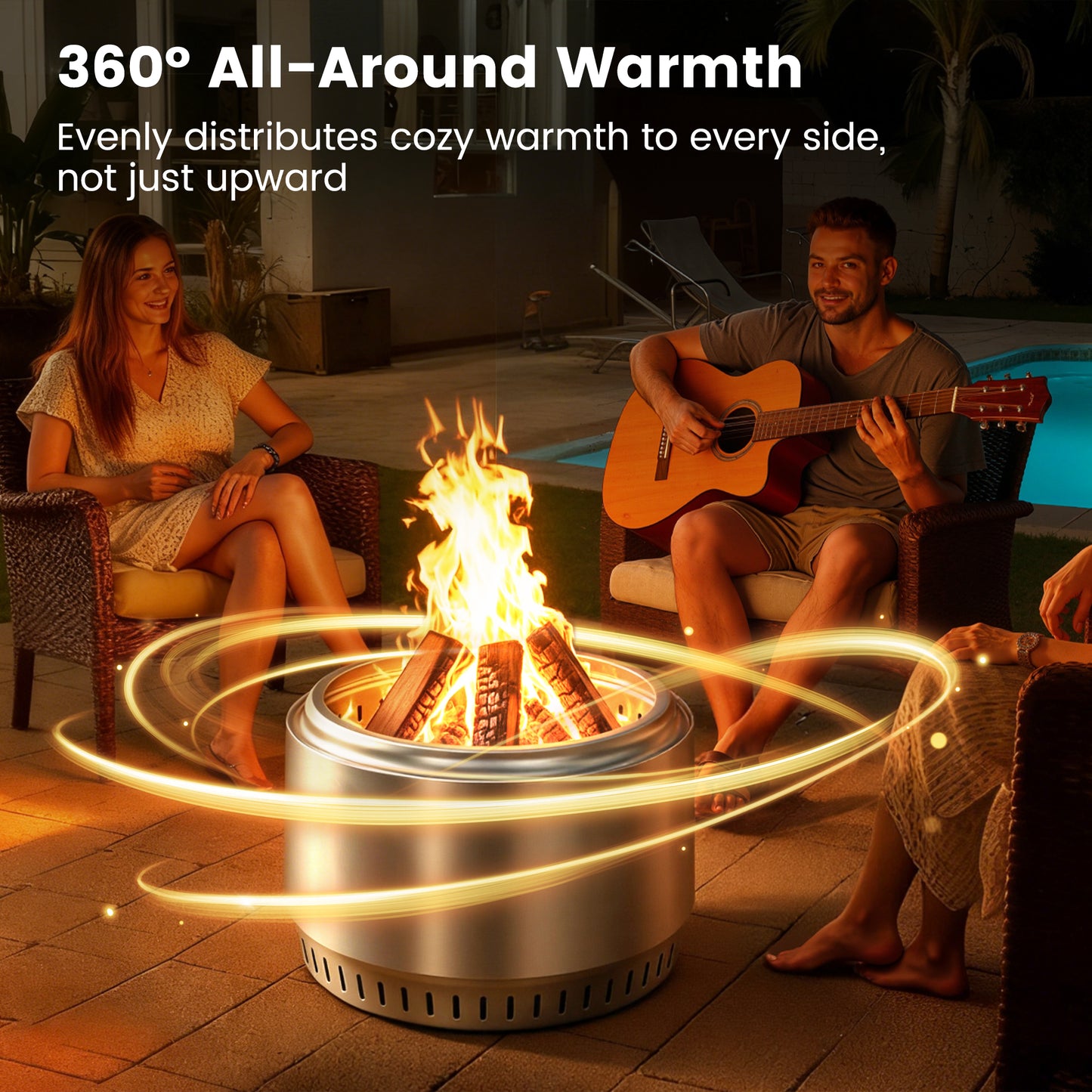 Amopatio Smokeless Fire Pit with Stand, Removable Ash Pan, 21'' Portable Fire Pits with Carry Bag Stainless Steel Wood Burning Outdoor Firepit for Camping Patio & Backyard