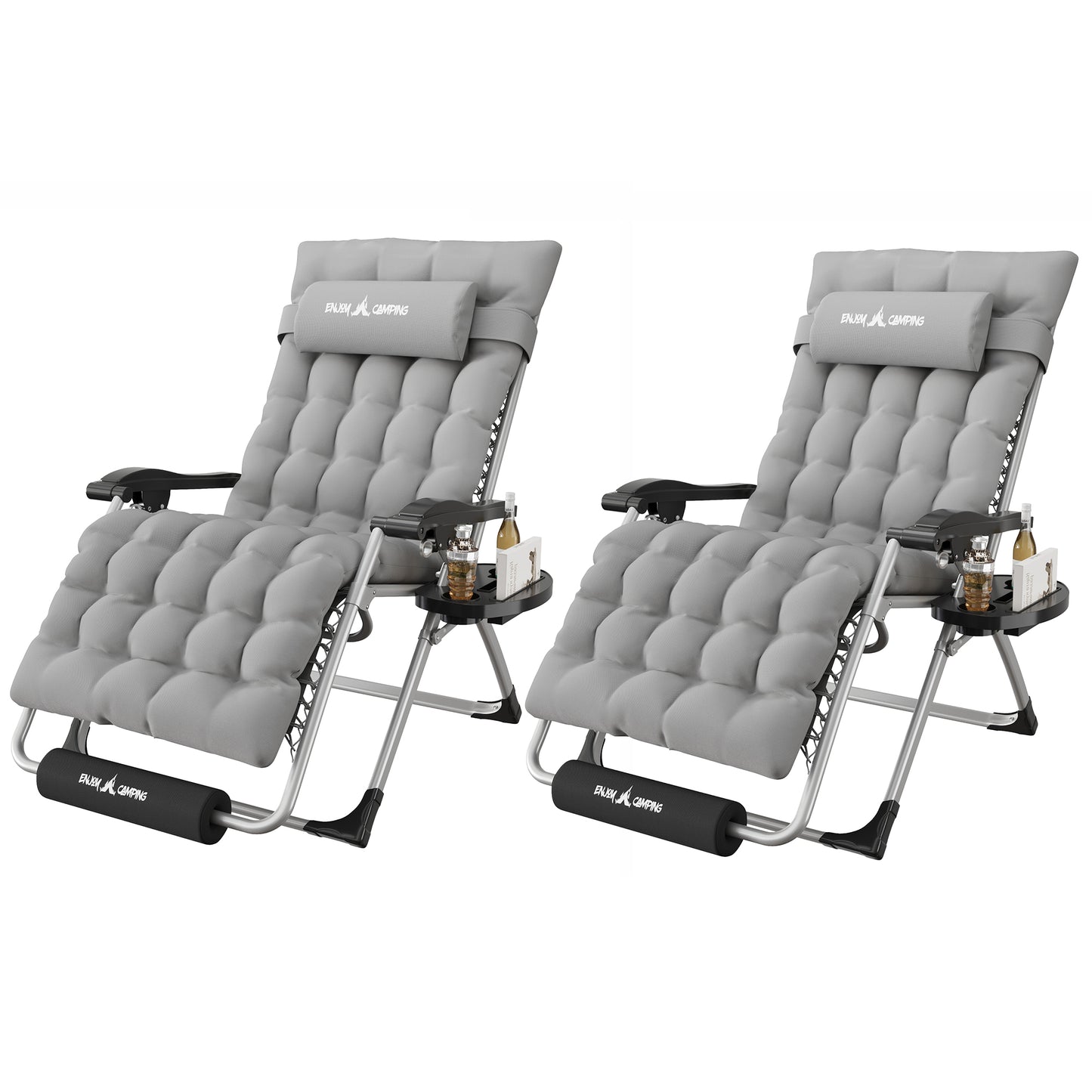 Amopatio Oversized Zero Gravity Chair, 29in Reclining Camping Lounge Chair Upgraded Lock and Footrest, Cup Holder, Removable Cushion & Headrest Folding Patio Recliner for Indoor Outdoor