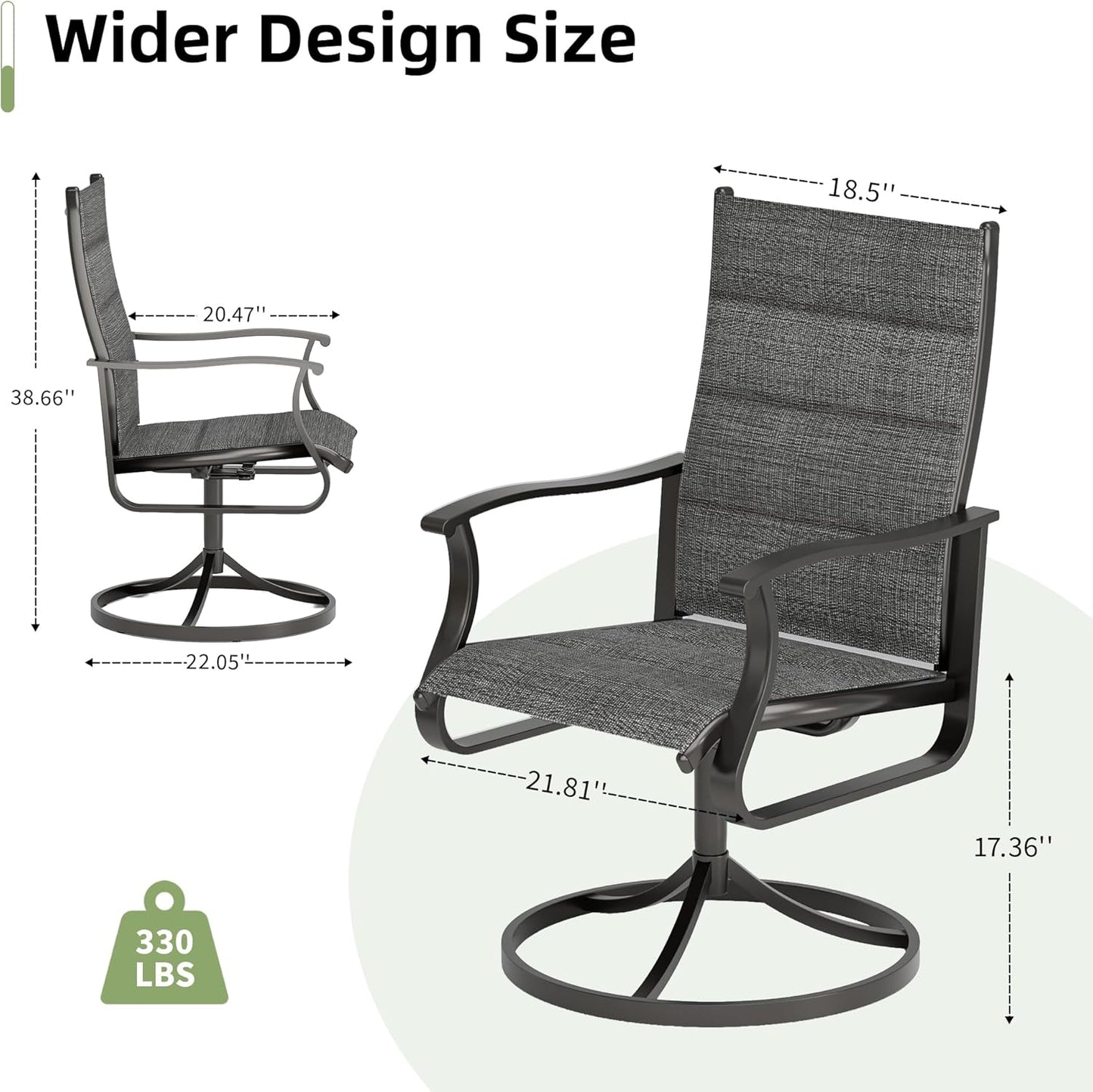 Amopatio Outdoor Patio Swivel Dining Chairs Set of 8, 360° Swivel Patio Chairs, All Weather Outdoor Swivel Chairs with Textilene Mesh and Rust-Proof Steel Frame, for Backyard & Porch, Dark Gray